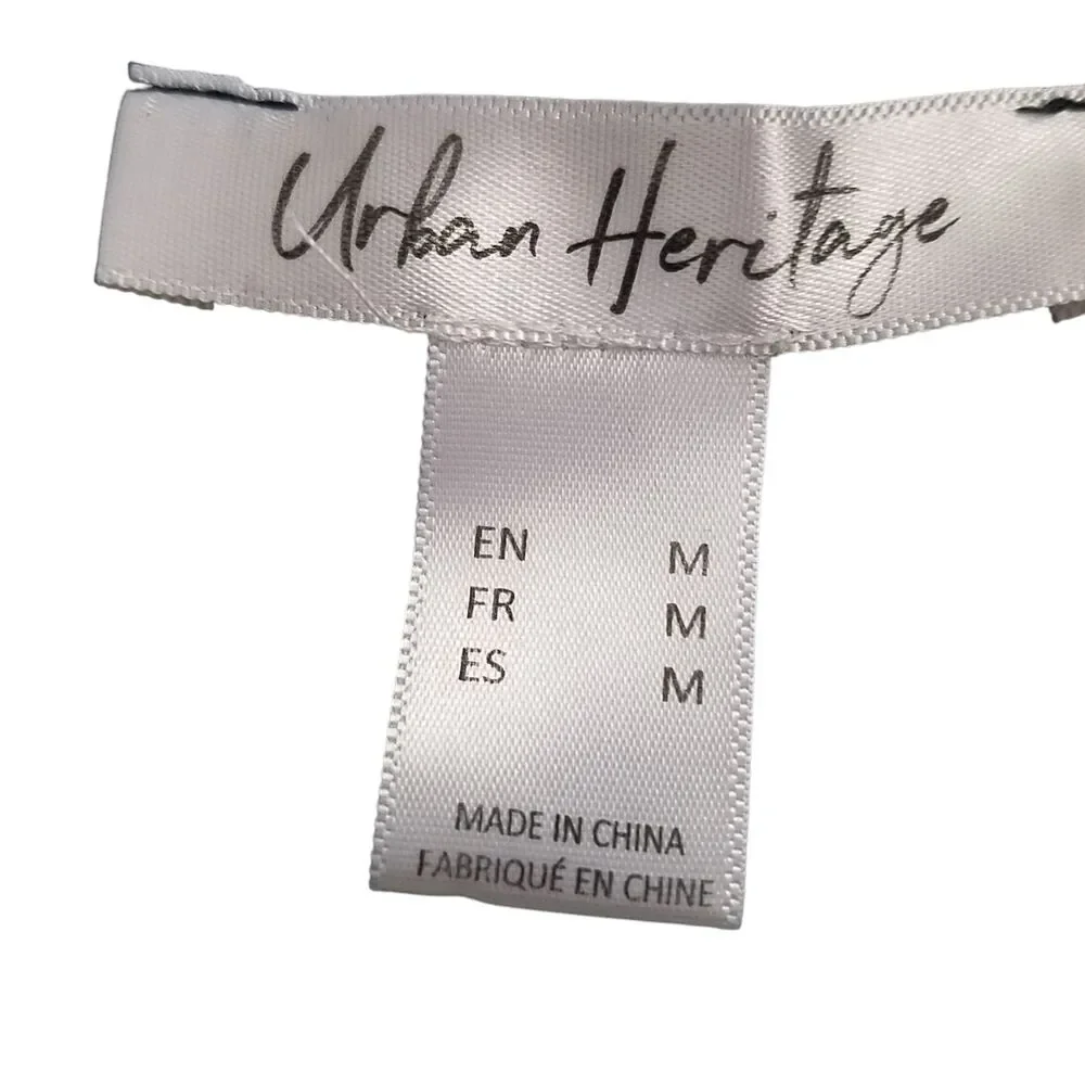 Urban Heritage Womens Sz M Black White Floral Long Sleeve Wrap Dress - Picture 2 of 10